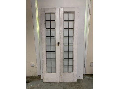 Pair of leaded light victorian/Edwardian French doors  Pd2