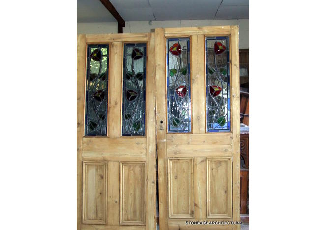 Pair Of Period Interior Stained Glass Doors