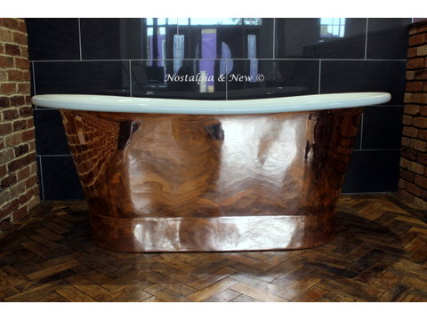 Normandy Copper Bath - Enamel Interior Free UK Shipping