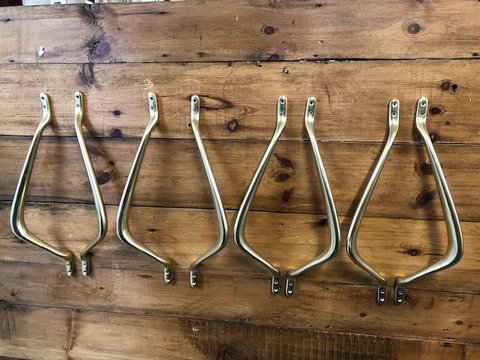 Vintage 21" brass plated door pulls