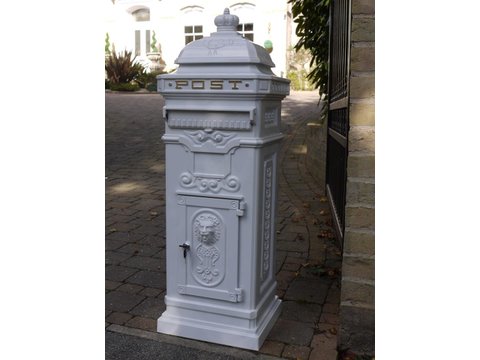 Victorian style white post box