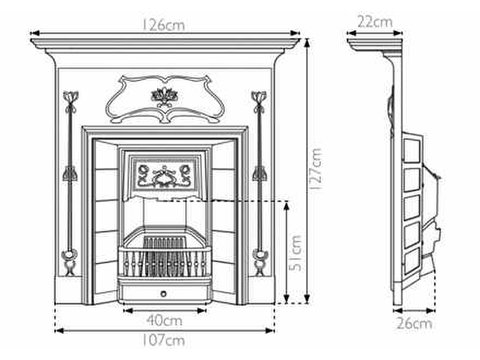 Verona cast iron fireplace in black finish