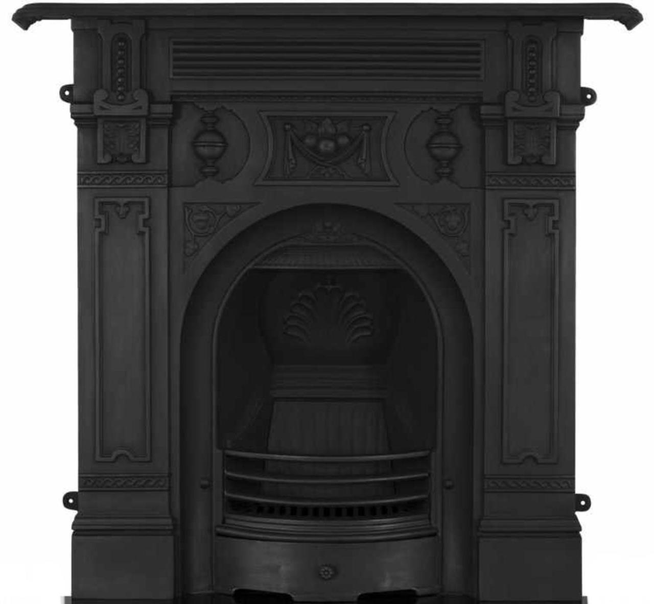 Victorian cast iron fireplace large black finish | Reproduction Fireplaces