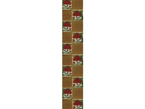 Set of 10 Quarter Burgundy Flower Brown Quad Tiles