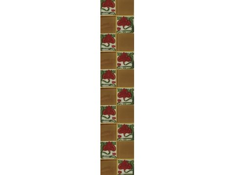 Set of 10 Quarter Burgundy Flower Brown Quad Tiles