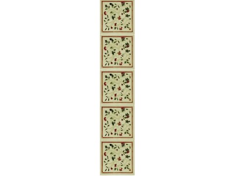 Set of 10 Red/Green on Cream Tiles