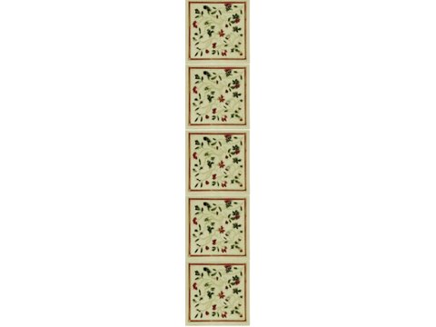 Set of 10 Red/Green on Cream Tiles