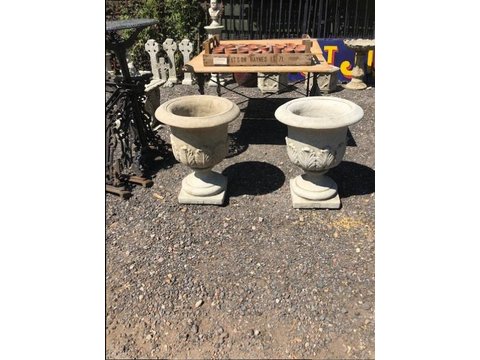 Ornate pair of garden urns planters