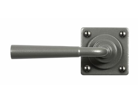 Cotswold Satin Steel Armor-Coat Door Lever Handle Square Rose Backplate  Sprung