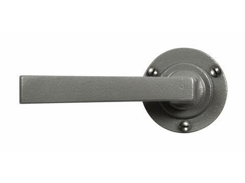 Arundel Satin Steel Armor-Coat Door Lever Handle Round Rose Backplate  Sprung