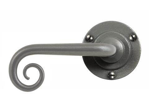 Curl Satin Steel Armor-Coat Door Lever Handle Round Rose Backplate  Sprung