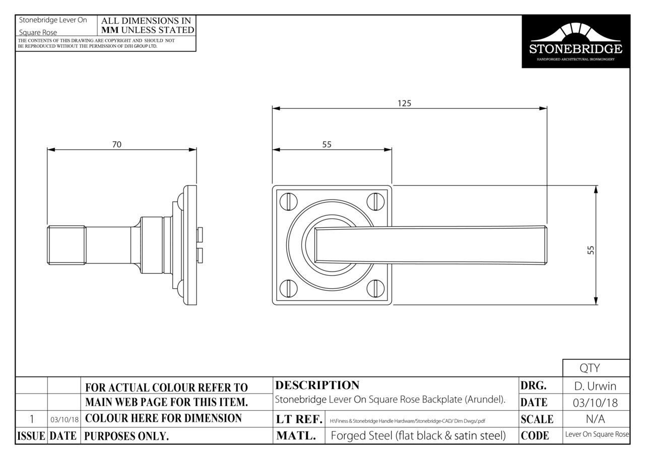 Arundel Lever On Square Rose Armor Coat Flat Black