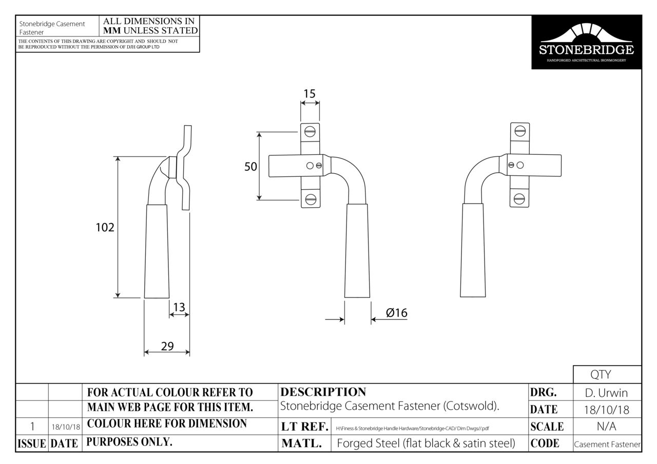Cotswold Fastener R/H Locking Armor Coat Flat Black