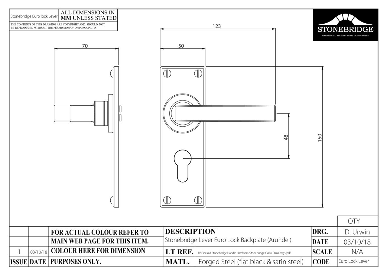 Arundel Euro Lock Plate 48mm Flat Black
