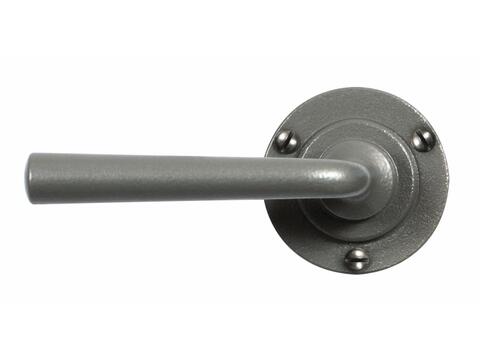 Padstow Satin Steel Armor-Coat Door Lever Handle Round Rose Backplate Sprung