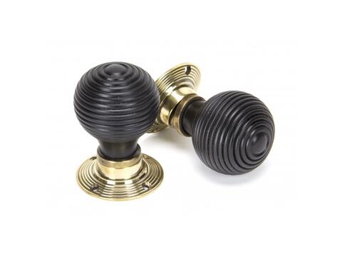 Ebony & Aged Brass Beehive Mortice/Rim Knob Set