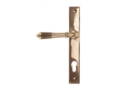 Polished Bronze Reeded Slimline Lever Espag. Lock