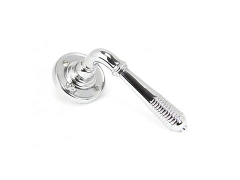 Polished Chrome Reeded Lever on Rose Set