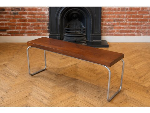 Vintage Wooden and Chrome Narrow Table TA039&ndash; Prop Hire