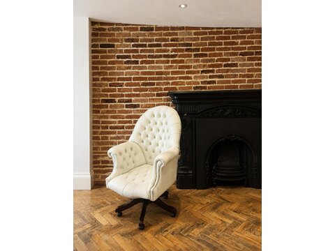 Vintage Cream Leather Captain&rsquo;s Swivel Office Chair CH0726
