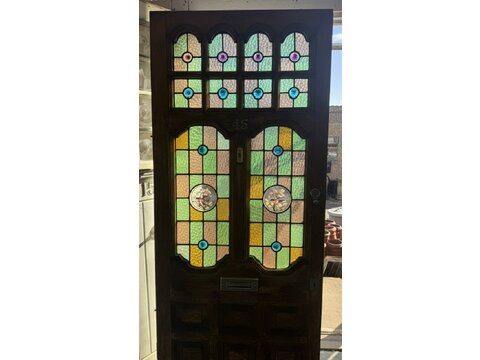 A beautiful  Stained Glass Front Door with Decorative Bird Panels &ndash; 90 &times; 214 cm FD3026